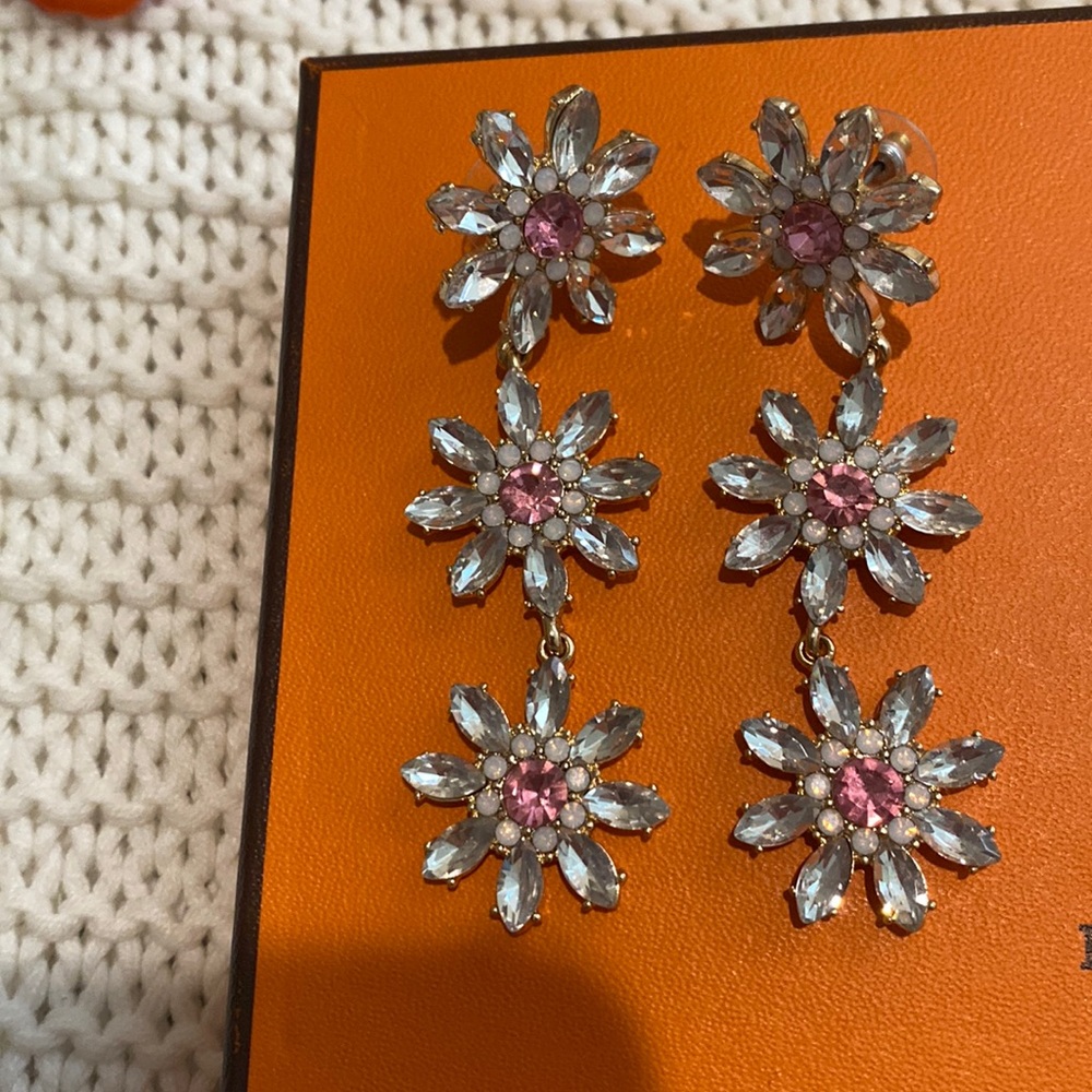 Pink flowers earrings